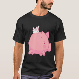 Flygande Gris Shirt Gris Använda Vingar för flygtr T