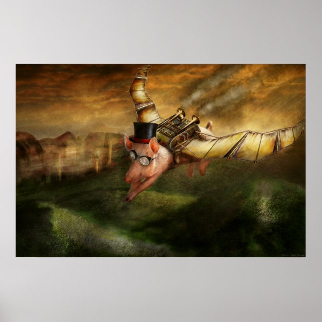 Flygande Gris - Steampunk - Det flygande svinet Poster (Framsidan)