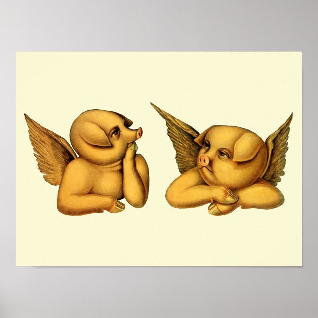Flygande Grisar med Vingar Fantasy Animals Art Poster (Framsidan)