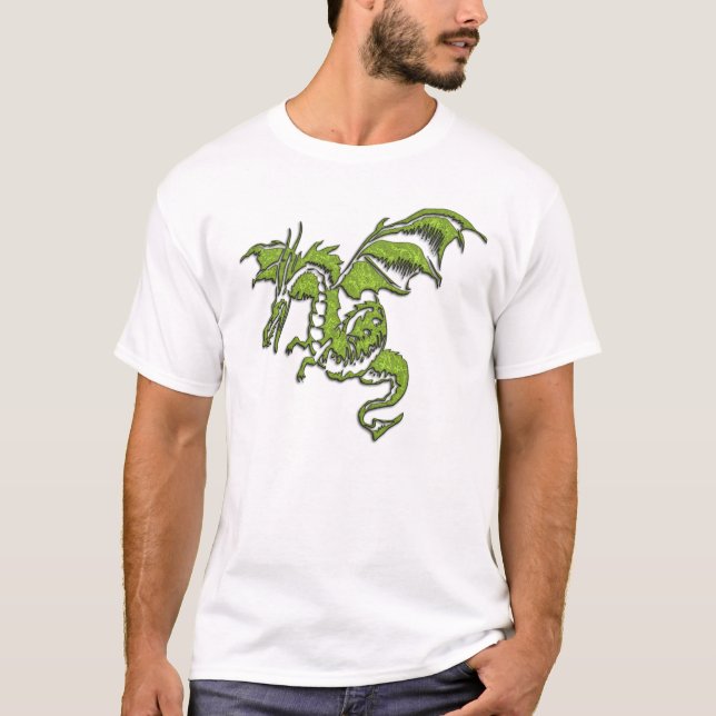 Flygande Grönt Dragon Tee Shirt (Framsida)