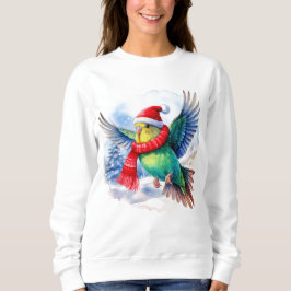 Flygande Grönt Parakeet i Winter Hat och Scarf T Shirt