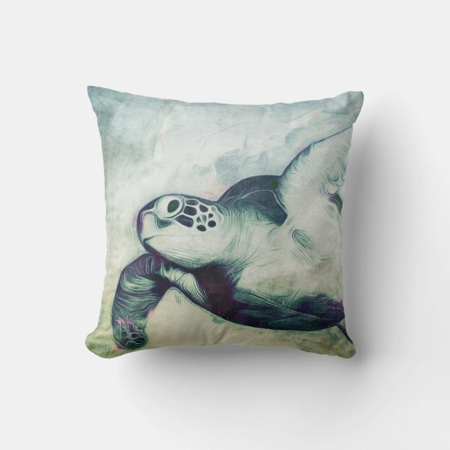 Flygande Grönt Sea Turtle | DEKORATIV KUDDE (Framsida)