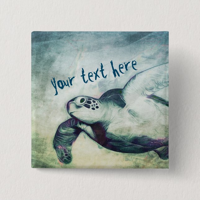 Flygande Grönt Sea Turtle | Knappstift Knapp (Framsida)