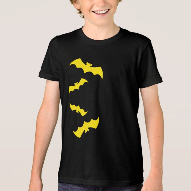 Flygande gula halloweenfladdermöss t shirt (Framsida)