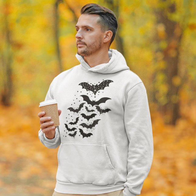 Flygande Halloween Galaxy Fladdermus och Stars Hoodie (Skapare uppladdad)