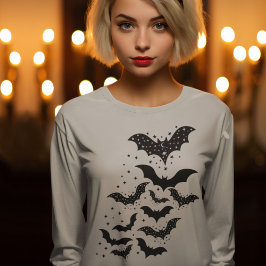 Flygande Halloween Galaxy Fladdermus och Stars T Shirt