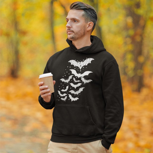 Flygande Halloween Galaxy White Fladdermus och Sta Hoodie (Skapare uppladdad)