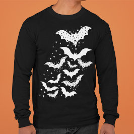 Flygande Halloween Galaxy White Fladdermus och Sta T Shirt