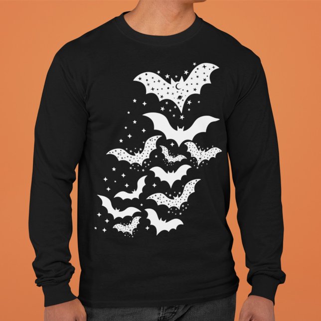 Flygande Halloween Galaxy White Fladdermus och Sta T Shirt (Skapare uppladdad)