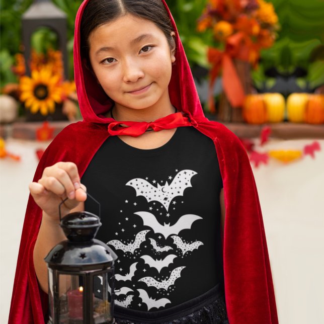 Flygande Halloween Galaxy White Fladdermus och Sta T Shirt (Skapare uppladdad)