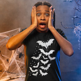 Flygande Halloween Galaxy White Fladdermus och Sta T Shirt