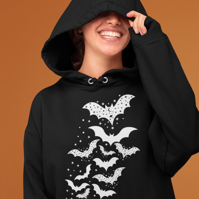 Flygande Halloween Galaxy White Fladdermus och Sta T Shirt (Skapare uppladdad)