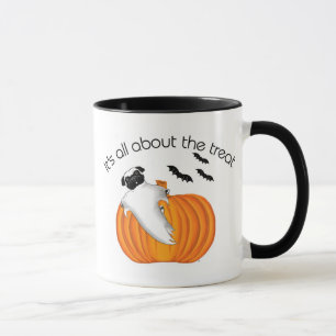 Flygande Halloween Pug Ghost Funny Sumpkin Mugg