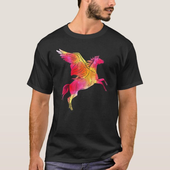 Flygande häst akvarell Pegasus-design T Shirt (Framsida)