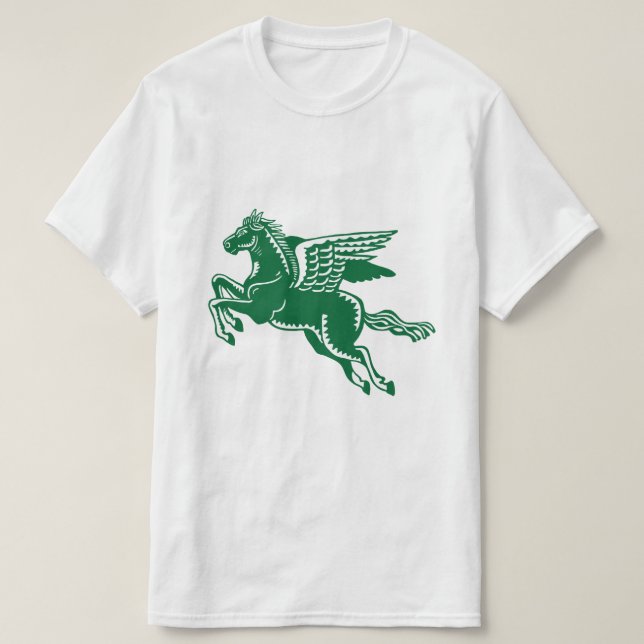 Flygande häst - Forest Grönt and White T Shirt (Design framsida)