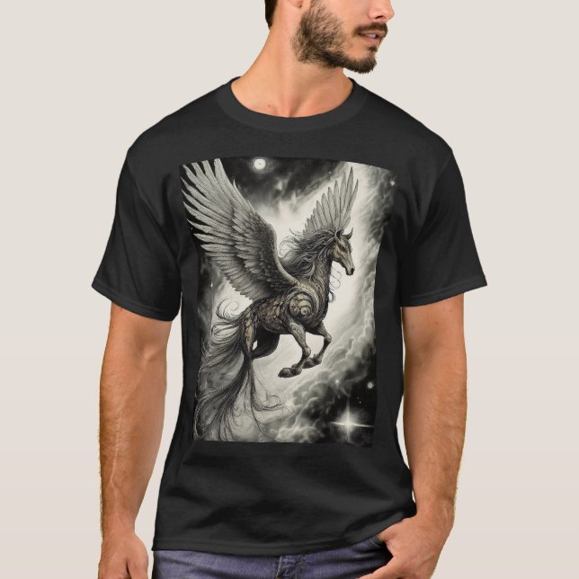 Flygande häst Mythical Creature T Shirt (Framsida)