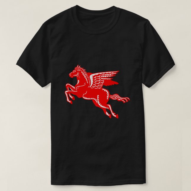 Flygande häst - Röd och vit T-Shirt (Design framsida)