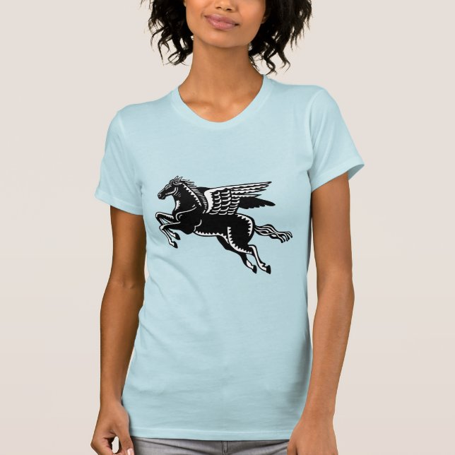 Flygande häst - Svart och vit sötskjorta T Shirt (Framsida)