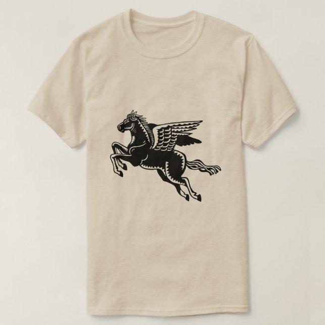 Flygande häst - svart och vitt t shirt (Design framsida)
