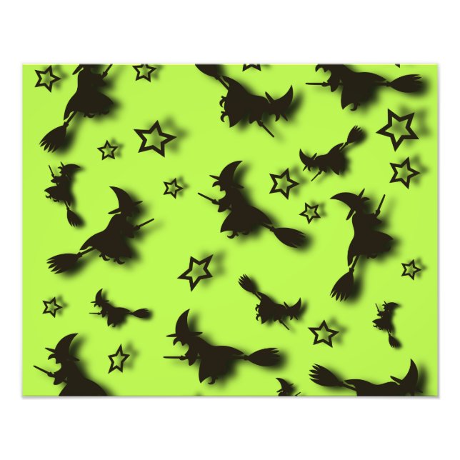 Flygande häxa bland stjärnor på Halloween-natten 3 Fototryck (Framsidan)