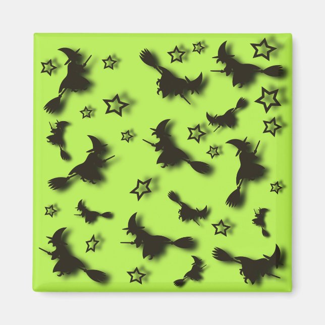 Flygande häxa bland stjärnor på Halloween-natten 3 Magnet (Framsidan)