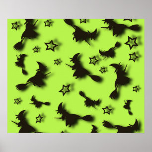 Flygande häxa bland stjärnor på Halloween-natten 3 Poster