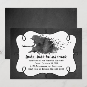 Flygande häxa Halloween-festinvitation Inbjudningar