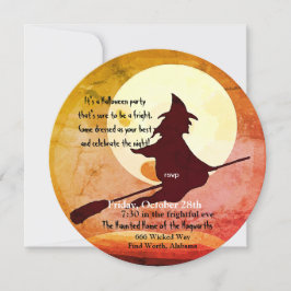 flygande häxa Halloween nr 3 Inbjudningar