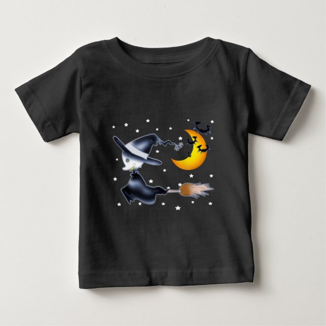 Flygande häxa på Halloween-natten T Shirt (Framsida)