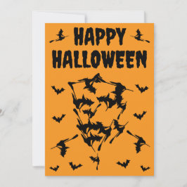 Flygande häxor Halloween Dödskalle Siluett Julkort