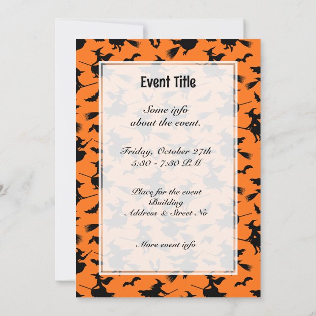 Flygande häxor Mönster Inbjudningar (Baksida)
