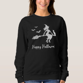 Flygande häxsiluett med katt & fladdermöss Hallowe T Shirt