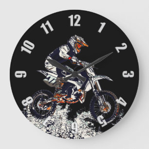Flygande High Motocross Dirt-Bike Racer Stor Klocka