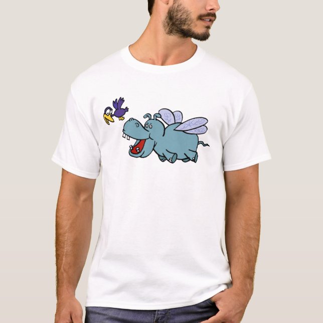 Flygande Hippo och Bird Tee Shirt (Framsida)