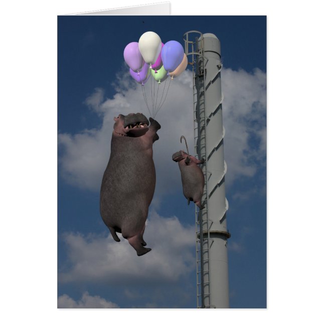 Flygande Hippopotamus Hälsningskort (Framsidan)