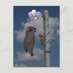 Flygande Hippopotamus Vykort