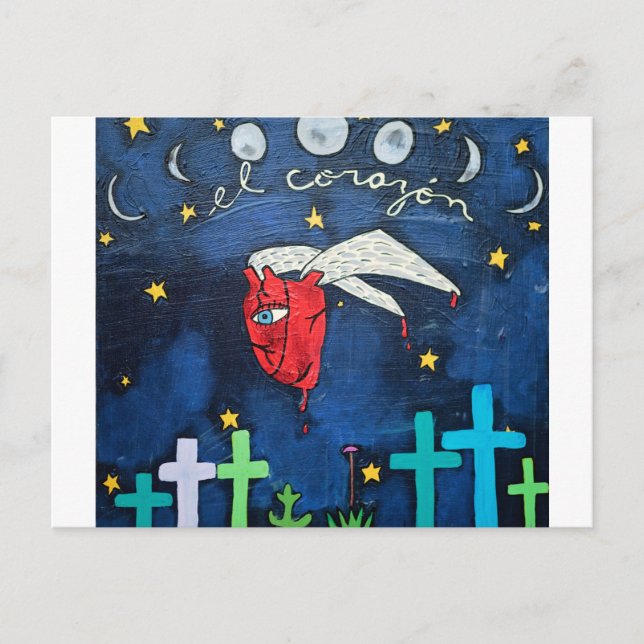 Flygande hjärtevykort vykort (Framsida)