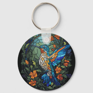 Flygande humming Bird Colorful Stached Glass Nyckelring