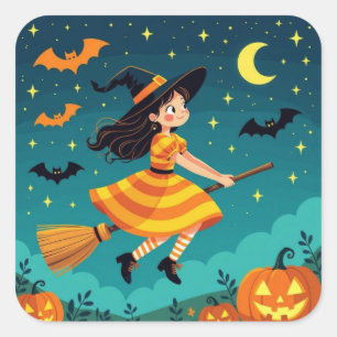 Flygande i Halloween Fyrkantigt Klistermärke