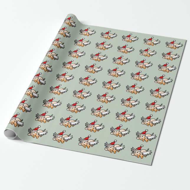 Flygande Julgris Presentpapper (Utrullad)