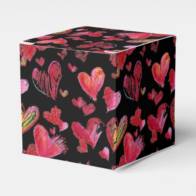 Flygande Kärlek Hearts på svarta Pappra boxen Presentaskar (Framsidan Sidan)