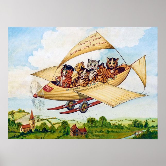 Flygande katter, Louis Wain Poster (Framsidan)