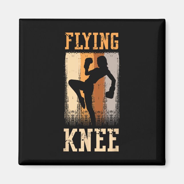 Flygande knäförsvar Spark slag Karate Professionel Magnet (Framsidan)