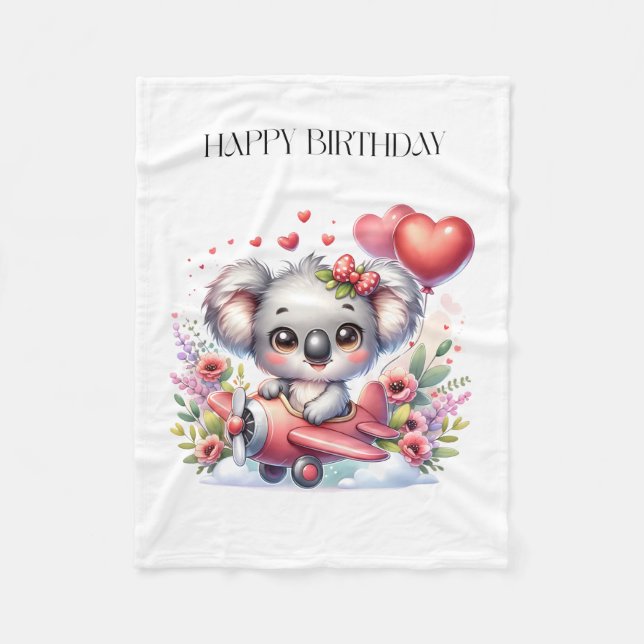 Flygande Koala Födelsedag Fleecefilt (Framsidan)
