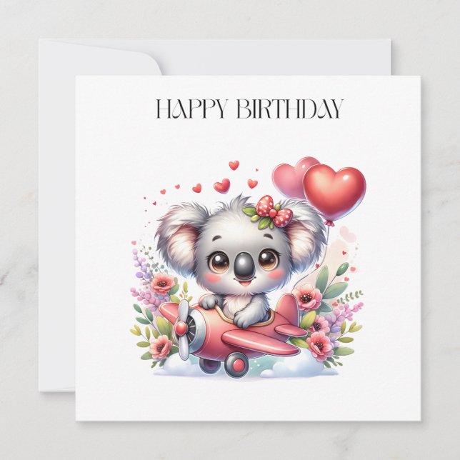Flygande Koala Födelsedag Inbjudningar (Framsida)