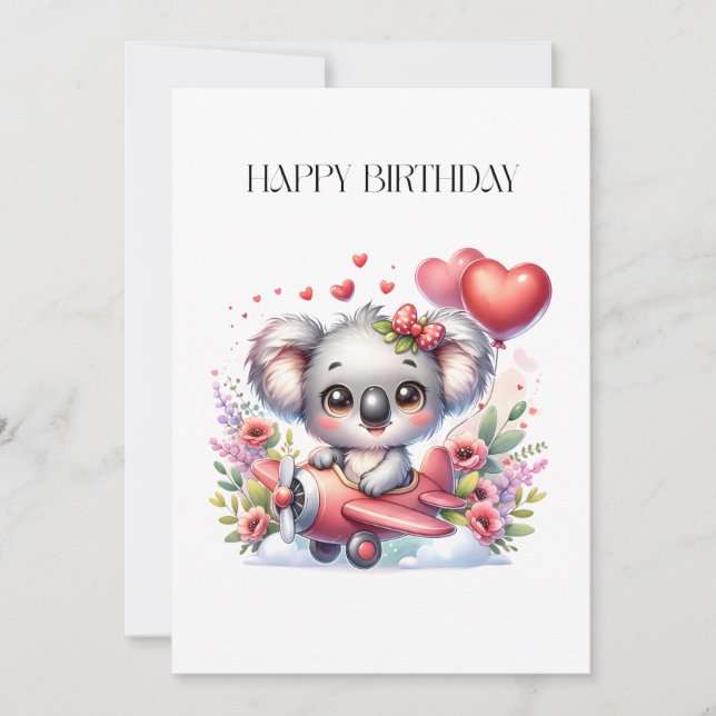 Flygande Koala Födelsedag Kort (Framsida)