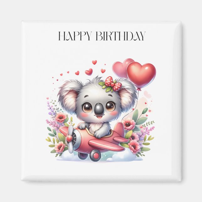 Flygande Koala Födelsedag Magnet (Framsidan)