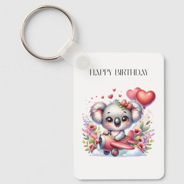 Flygande Koala Födelsedag Nyckelring (Framsida)