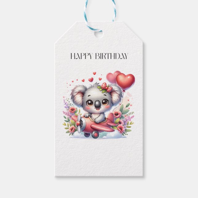 Flygande Koala Födelsedag Presentetikett (Framsidan)