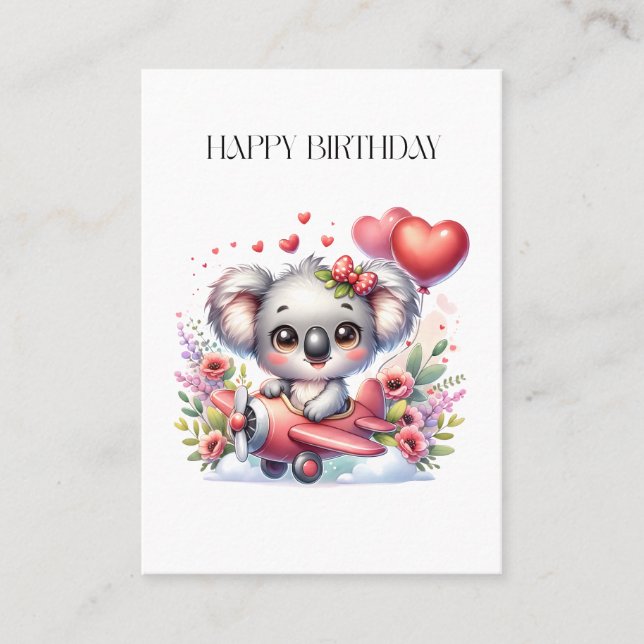 Flygande Koala Födelsedag Visitkort (Framsida)